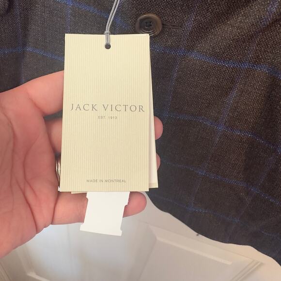 NWT Jack Victor Men’s Conway Plaid Wool Sport Coat Blazer Size 45R Luxury Office - Picture 4 of 13